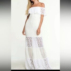 Night cap white lace maxi dress